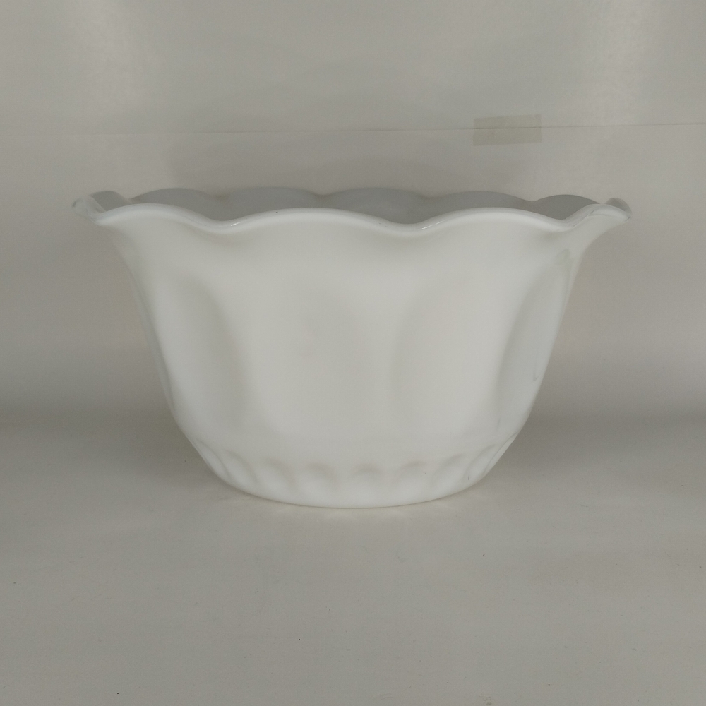 Hazel Atlas Milk Glass Large Flared Thumbprint Bowl 11" x 6" Vintage